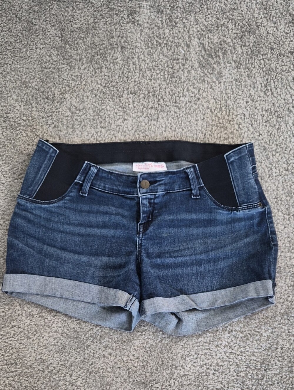 Isabel Maternity Dark Wash Denim Shorts with Stretch Waistband